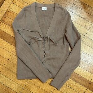 Abercrombie & Fitch Elevated Knit Slim Lace-Up Cardigan